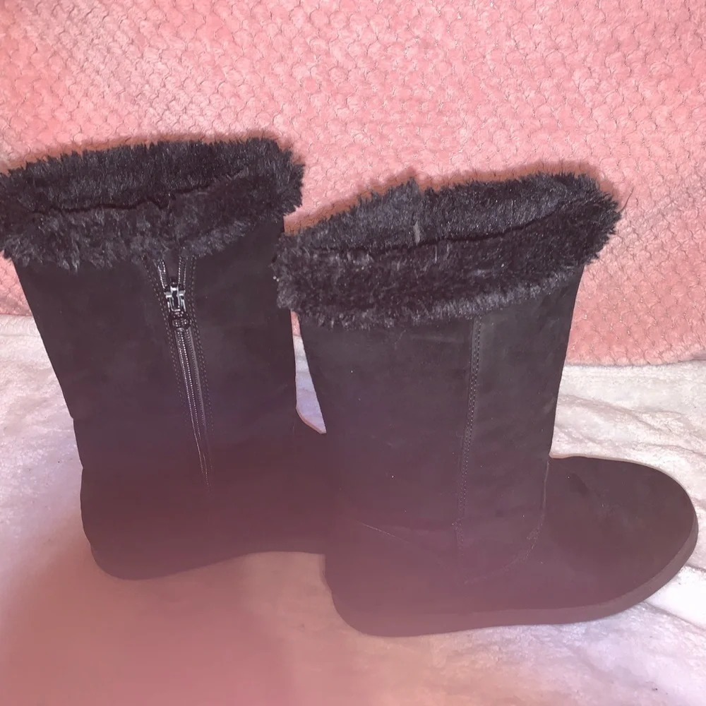 Cat and jack kids Kameryn black faux suede mid-calf boots